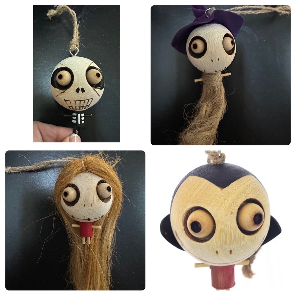 Pier 1 Crazy Head Vintage Halloween Ornaments-Set of 4